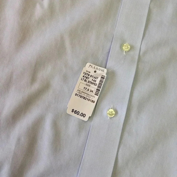 Jos. A. Bank Mens Blue Long Sleeve Button Down Shirt Size 17.5 34 NWT - Picture 3 of 10